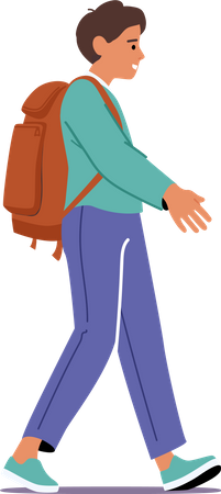 Student with Schoolbag Walk to School  Illustration