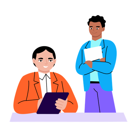 Student working on reading course  Illustration