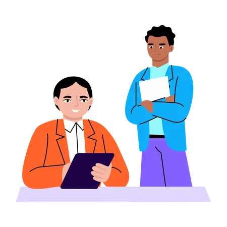 Student working on reading course  Illustration