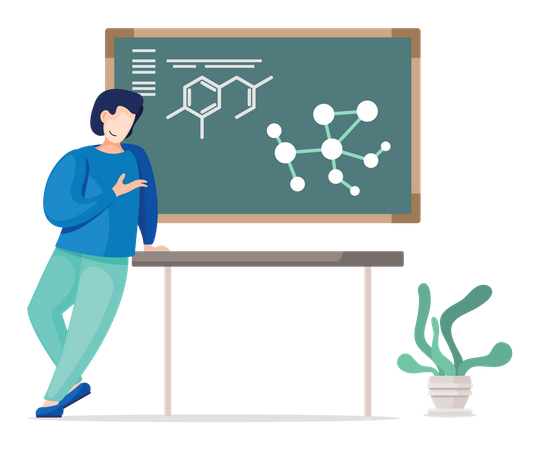 Student working with chemical bonds  Illustration