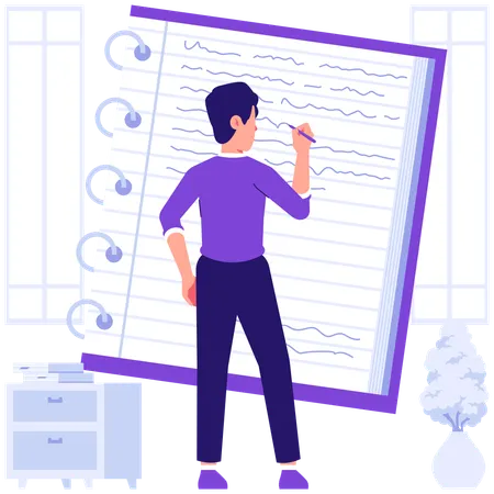 Student writes in notebook  Illustration