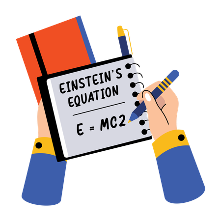 Student writing einstein equation  Illustration