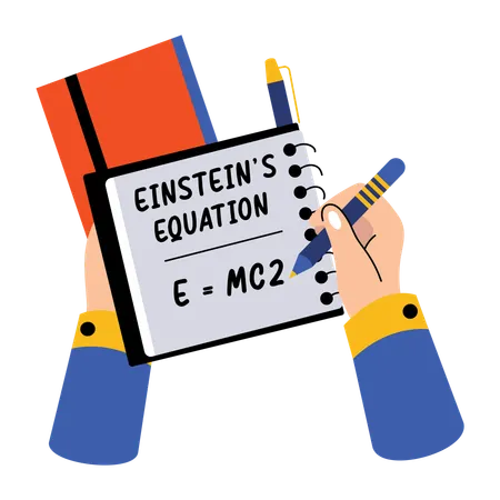 Student writing einstein equation  Illustration