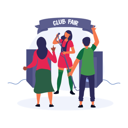 Studenten auf der College Club Fair  Illustration