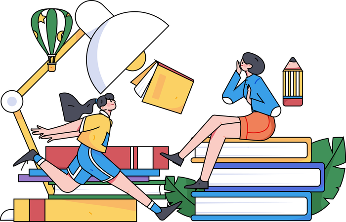 Studenten bereiten sich auf Prüfungen vor  Illustration