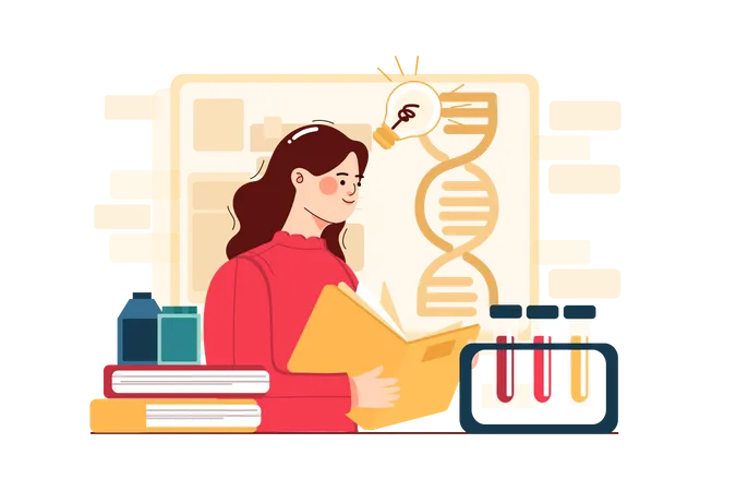 Studierende betreiben DNA-Forschung  Illustration