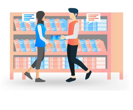 Studenten in der Bibliothek  Illustration