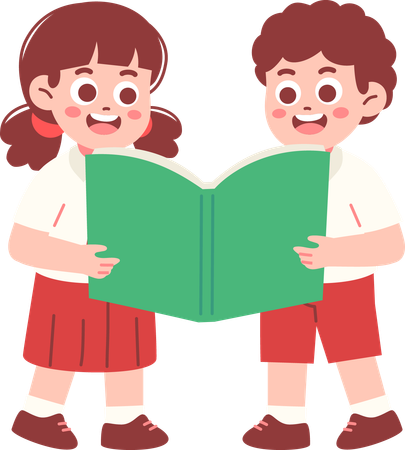 Schüler lesen ein Buch  Illustration