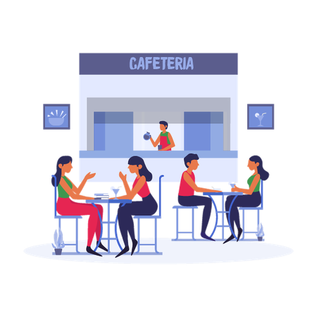 Studierende wählen Essen in der Campus-Cafeteria aus  Illustration