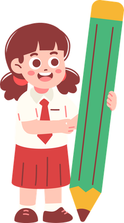 Studentin mit großem Bleistift  Illustration