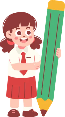 Studentin mit großem Bleistift  Illustration