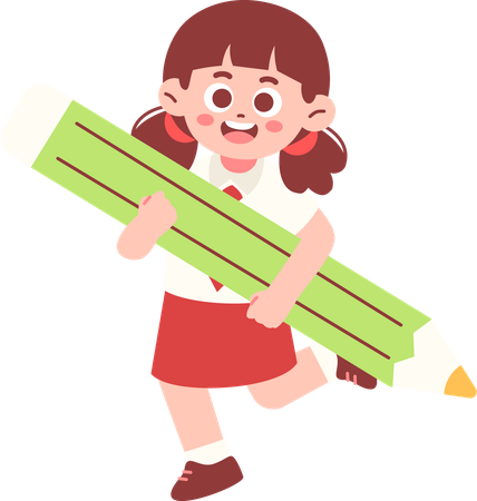 Studentin mit großem Bleistift  Illustration