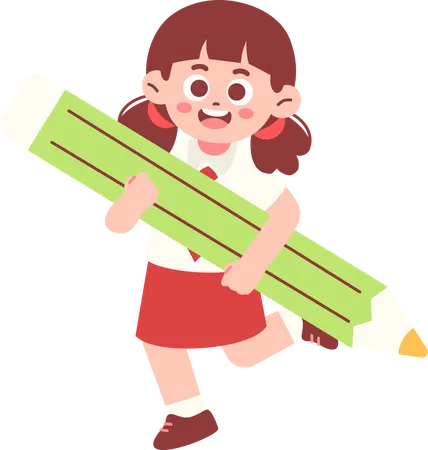 Studentin mit großem Bleistift  Illustration