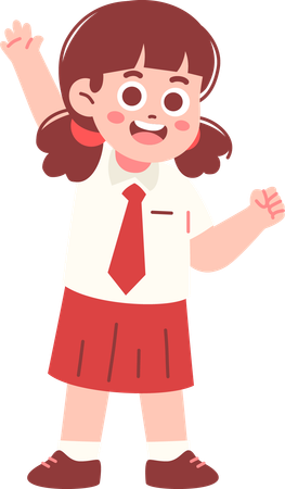 Studentin hebt die Hand  Illustration