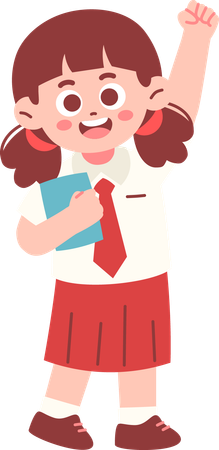 Studentin hebt die Hand  Illustration