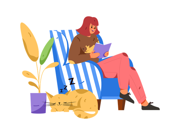 Studentin liest ein Buch  Illustration