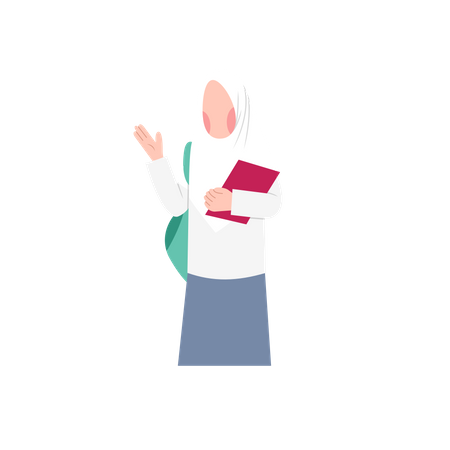 Hijab-Studentin mit Tasche und Buch  Illustration