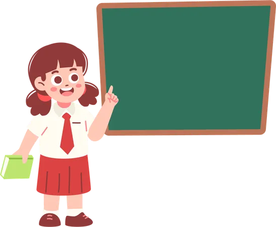 Studentin mit leerer Tafel  Illustration