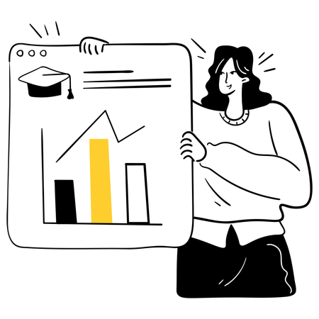 Studentin mit personalisiertem Lernpfad  Illustration