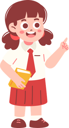 Studentin zeigt auf etwas  Illustration