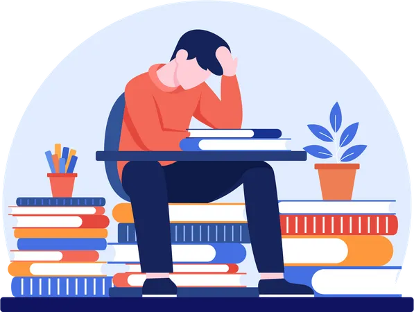 Students are Dizzy of Learning  Illustration