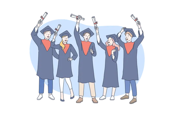 Education Graduation Awarding Concept Awarding Successful Graduate Students In School Or College With Diplomas Young Graduates Of The University Received Bachelors Degrees Simple Flat Vector Illustration