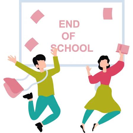 Students are happy at the end of school  Illustration