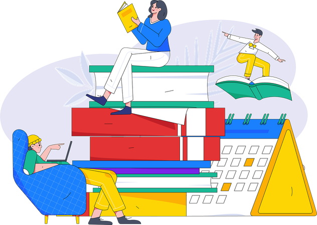 Students are looking at exam schedule  Illustration