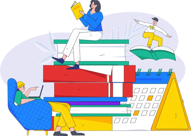 Students are looking at exam schedule  Illustration