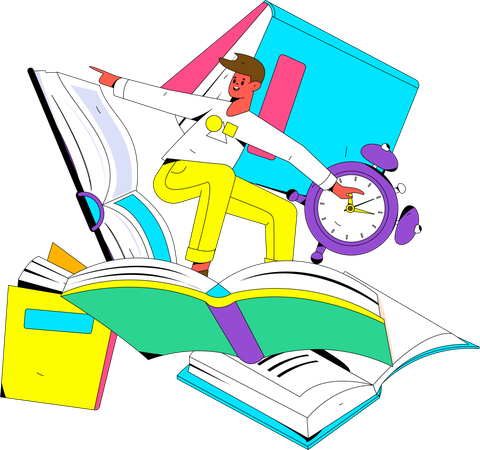 Students are preparing for exam on time  Illustration