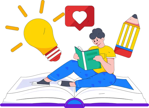 Students are preparing for tests by reading books  Illustration