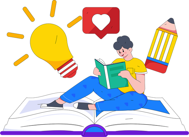 Students are preparing for tests by reading books  Illustration