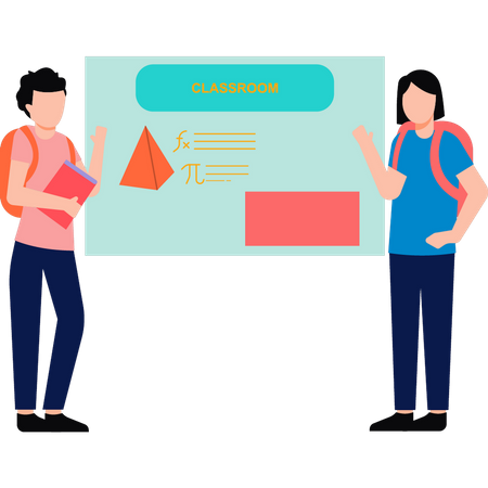 Students are standing in the classroom  Illustration