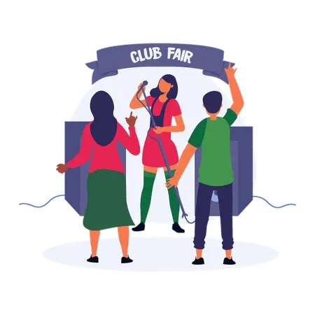 Students at College Club Fair  Illustration