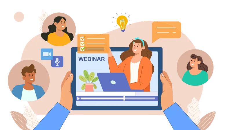 Students attend webinar to gain knowledge  Illustration