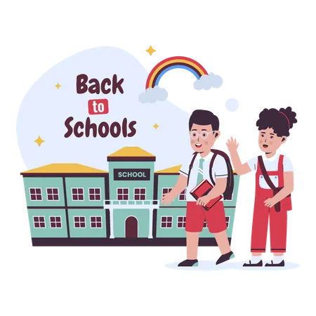 Vector Of Hand Drawn Children Back To School Flat Vector Illustration Isolated On White Background Illustration