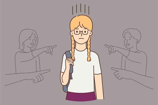 Students  bullying young girl  Illustration