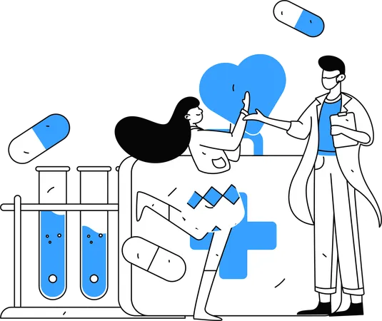 Students carries out lab experiments  Illustration