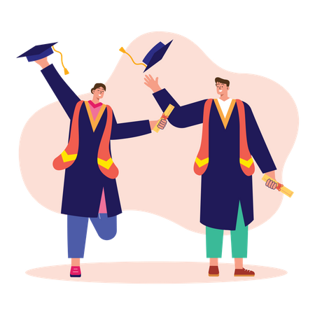 Students celebrate graduation ceremony  Illustration