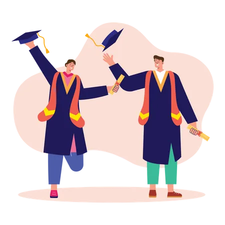 Students celebrate graduation ceremony  Illustration