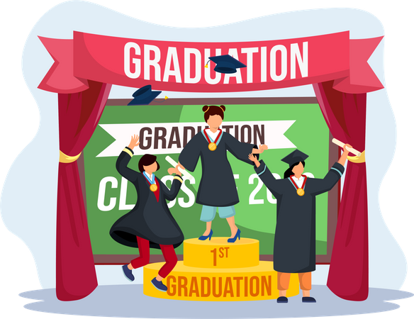 Students celebrate graduation ceremony  Illustration