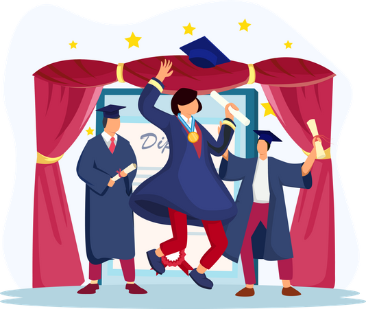 Students celebrate graduation  Illustration