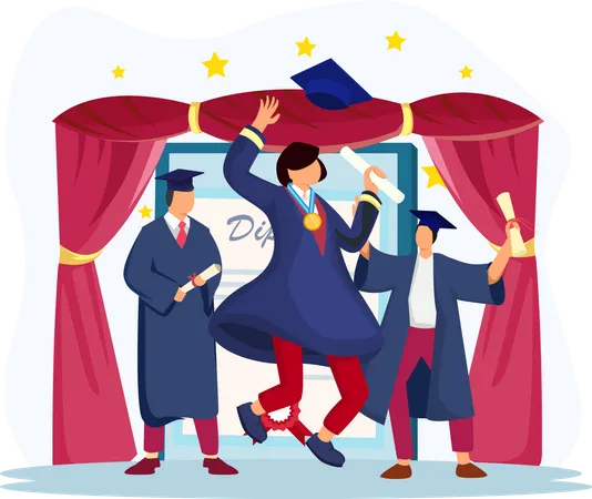 Students celebrate graduation  Illustration