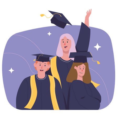 Students Celebrate Graduation  Illustration