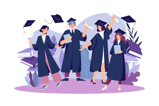 Students Celebrate Graduation  Illustration