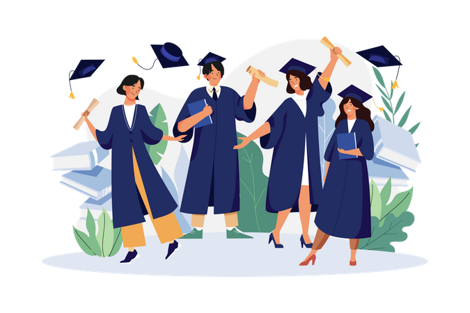 Students Celebrate Graduation  Illustration