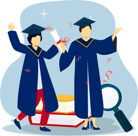 Students celebrate graduation party  Illustration