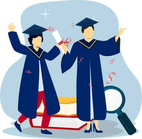 Students celebrate graduation party  Illustration