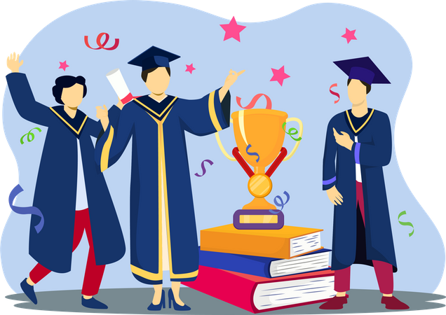 Students celebrate graduation party  Illustration