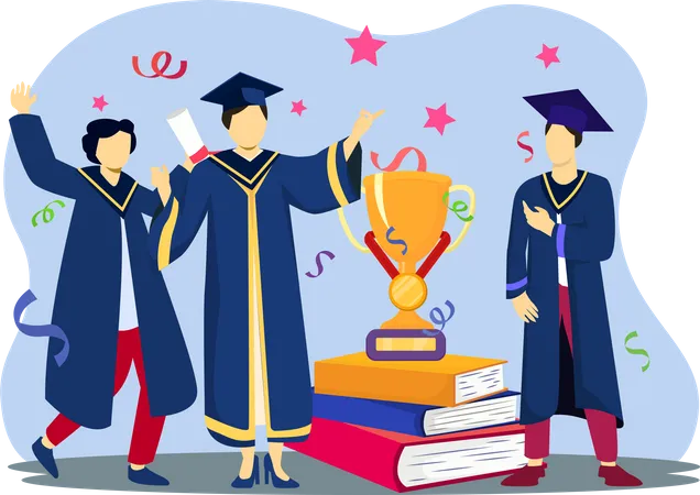 Students celebrate graduation party  Illustration